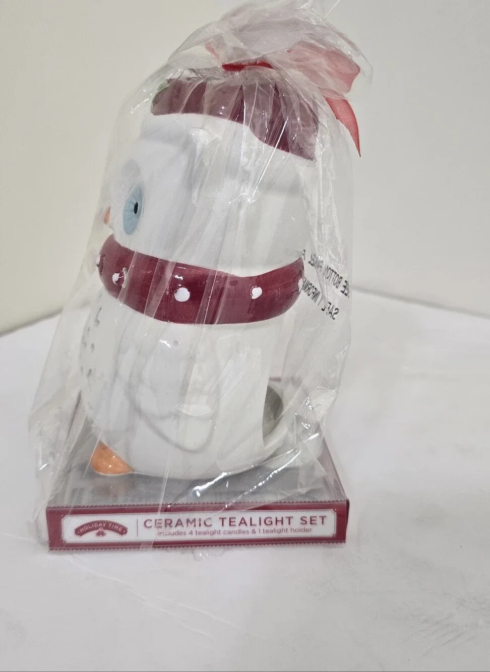 brand new HOLIDAY TIME Ceramic Owl Tealight Candle Holder Winter Seasonal Decor